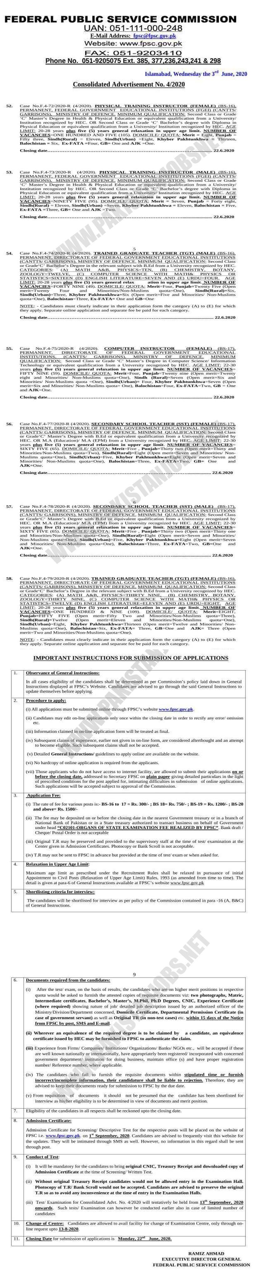educators jobs 2020 fpsc