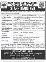 army PUBLIC SCHOOL & COLLEGE APS&C JOBS 2022