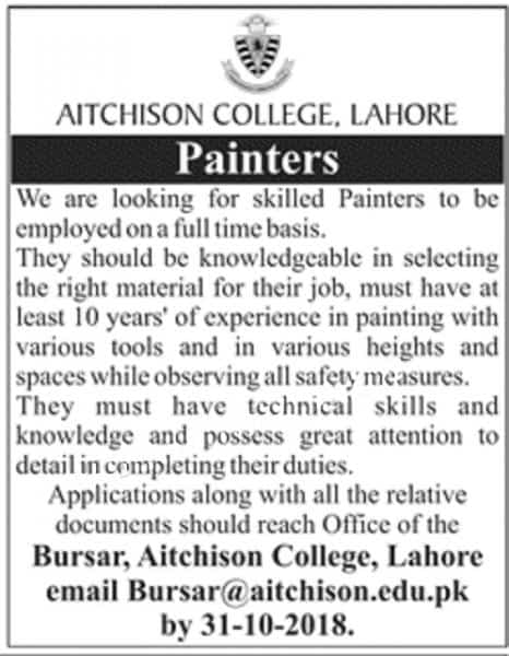 Jobs In Aitchison College Lahore
