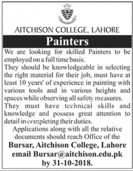 Jobs In Aitchison College Lahore