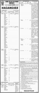 Jobs In Lahore College For Women University