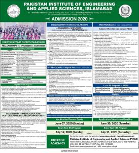 Jobs in Pakistan Institute Of Engineering & Applied Sciences (PIEAS) Admissions & Jobs 2020