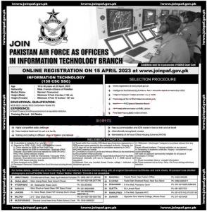 Join Pakistan Air Force PAF IT Branch Jobs 2023