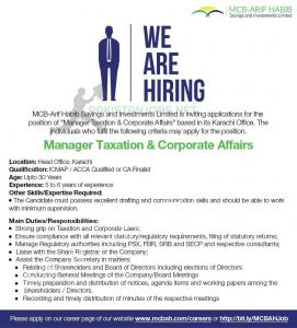 MCB-ARIF HABIB Savings and Investments Limited Jobs Nov 2020