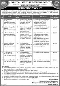 Pakistan Institute of Management PIM Jobs 2020