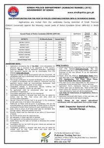 Police Constable Driver (BPS-5) Sindh Police Karachi Jobs 2020 By PTS