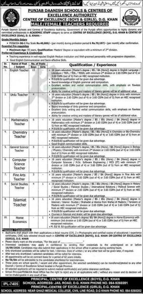 Teaching Jobs At Punjab Daanish Schools Latest 2020
