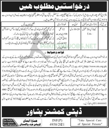 Deputy Commissioner Office DCO Jobs 2021 NTS Form